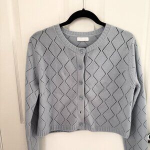 Sablyn Light Blue Cashmere Cropped Cardigan